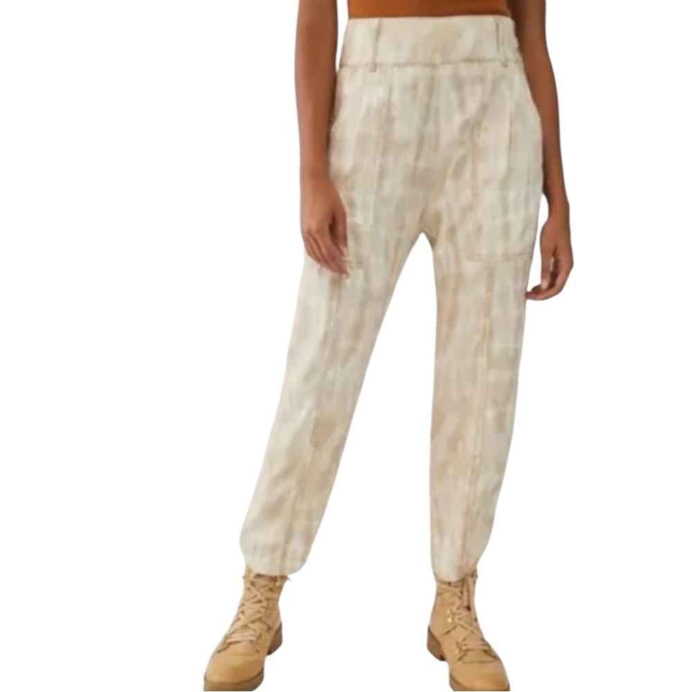 by ANTHROPOLOGIE Mitra Relaxed Tie-Dye Pants Beige Trousers Size 12 — SUPER FUN!